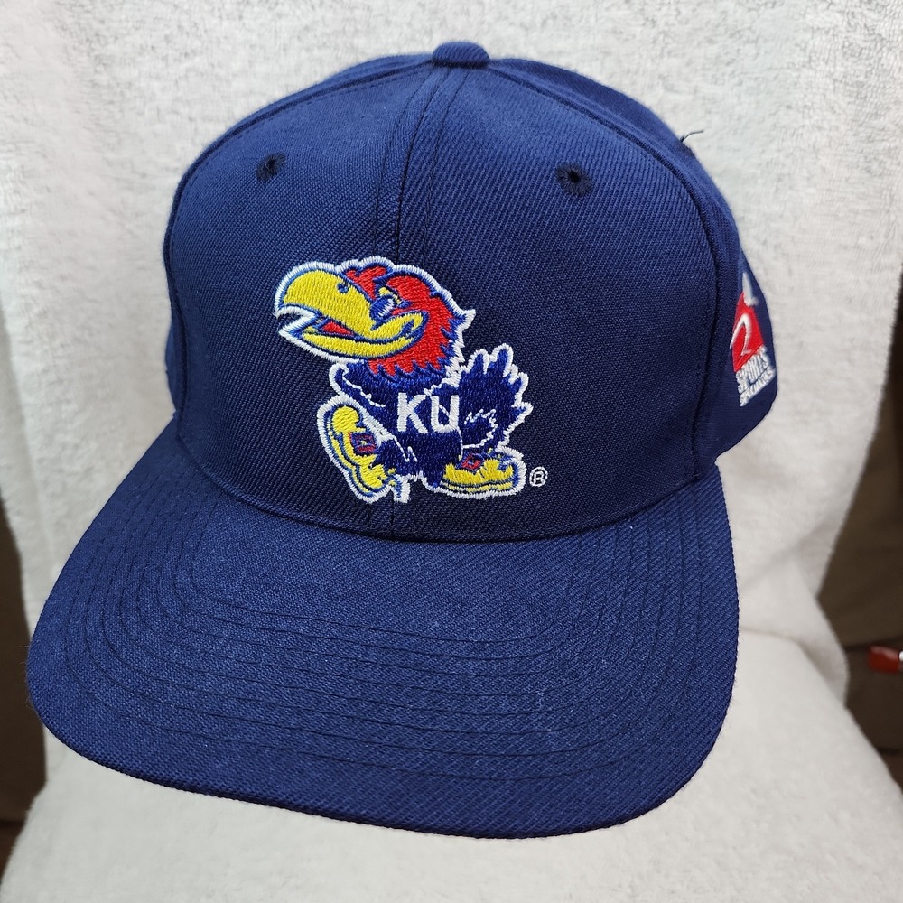 VTG Sports Specialties Kansas Jayhawks Hat Cap Navy Snapback Mascot Logo 90s